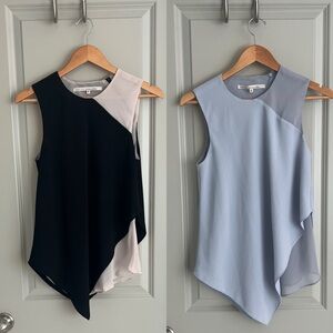 LOT! TWO Rachel Roy Sleeveless Blouses with angled bottom